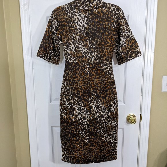 Veronica Beard Seki Leopard Printed Linen Dress - size 0 - Picture 10 of 15